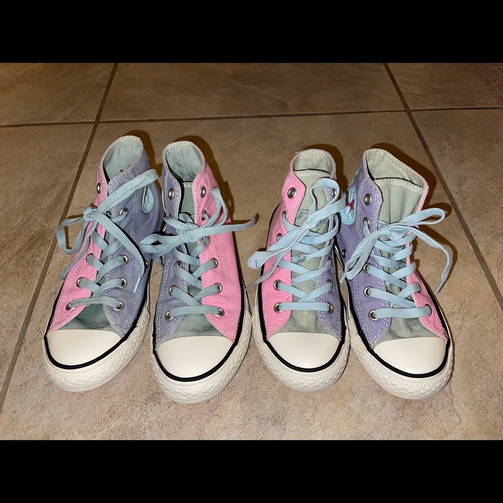 Converse Pink/Purple Chuck Taylors - Size 1
